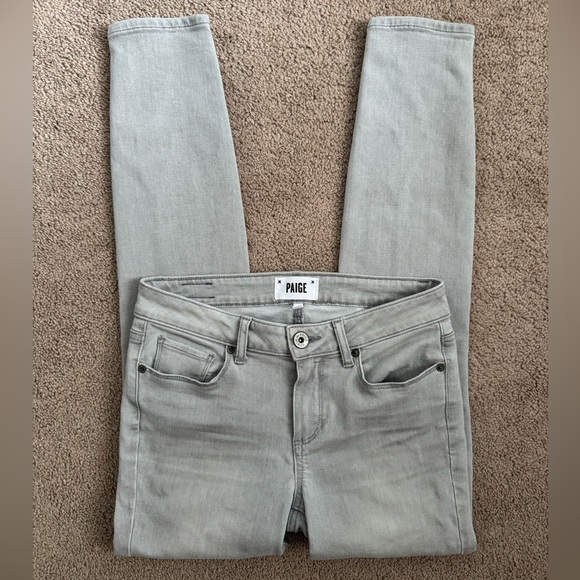 PAIGE Denim - PAIGE Womens Light Gray Skinny Jeans Size 27 Mid Rise Cotton Blend Premium Denim
